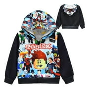 NTONGSHANBB Roblox Kids Hoodie Zip Up Sweatshirt Pullover Zipper Casual Long Sleeve large hood Shirt for Boys Girls Comfortable Durable 3D Print YouTube Gaming Xbox Builderman Cartoon hoody Children's Clothing