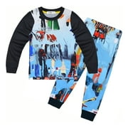 NTONGSHANBB Cartoon Kids Pajamas Long Sleeves Outfit Set for Boys Game Sleepwear