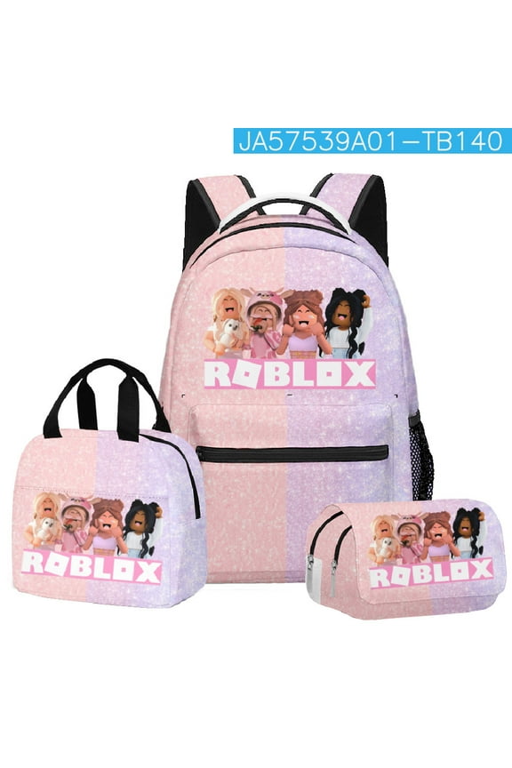 Roblox Lightweight Large-Capacity Unisex Backpack, Casual Travel Bag,Lunch Bag,Pencil Case,3PCS