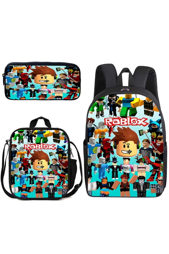 Roblox Lightweight Large-Capacity Unisex Backpack, Casual Travel Bag,Lunch Bag,Pencil Case,3PCS