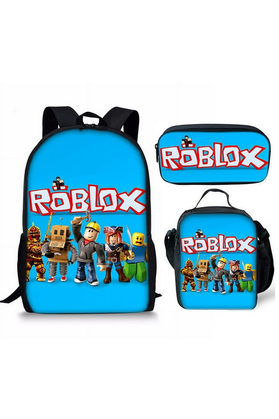 Roblox Lightweight Large-Capacity Unisex Backpack, Casual Travel Bag,Lunch Bag,Pencil Case,3PCS