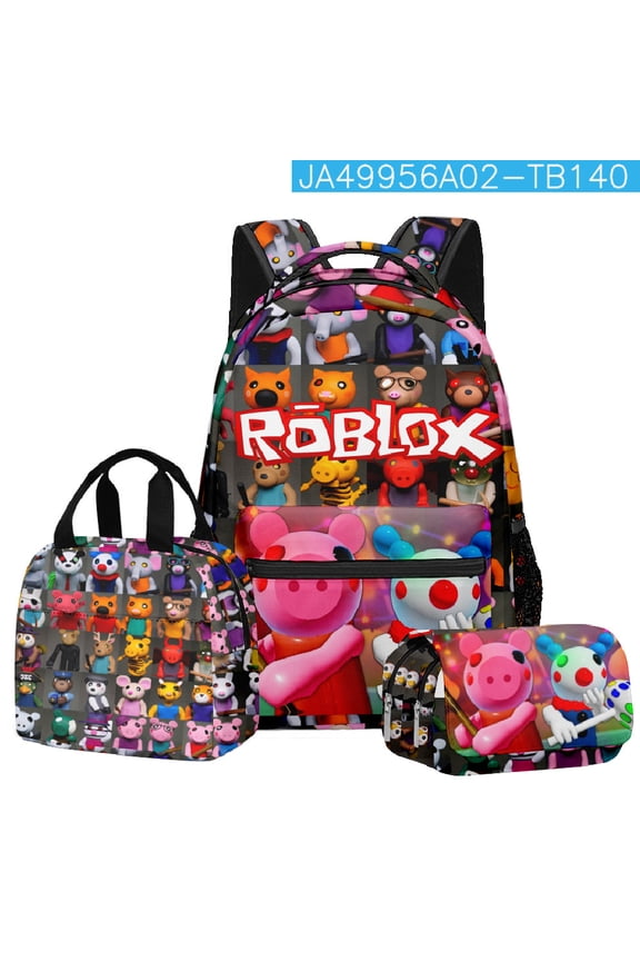 Roblox Lightweight Large-Capacity Unisex Backpack, Casual Travel Bag,Lunch Bag,Pencil Case,3PCS