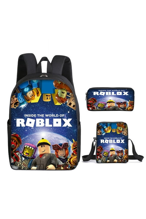 Roblox Lightweight Large-Capacity Unisex Backpack, Casual Travel Bag,Shoulder Bag,Pencil Case,3PCS