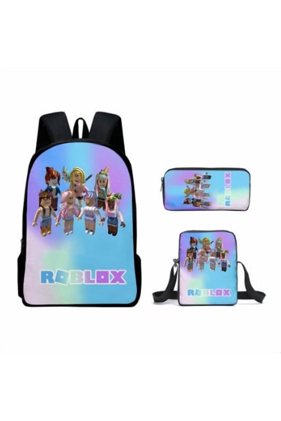 Roblox Lightweight Large-Capacity Unisex Backpack, Casual Travel Bag,Shoulder Bag,Pencil Case,3PCS