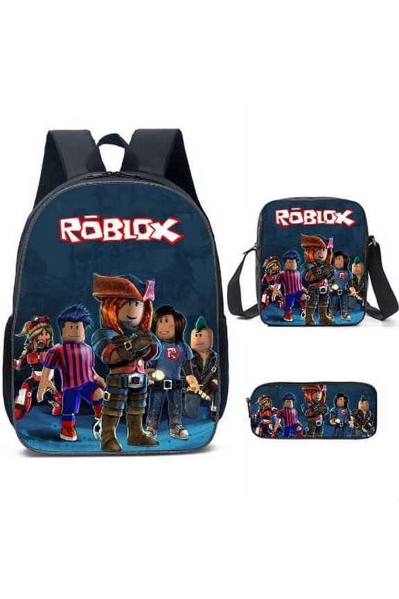 Roblox Lightweight Large-Capacity Unisex Backpack, Casual Travel Bag,Shoulder Bag,Pencil Case,3PCS