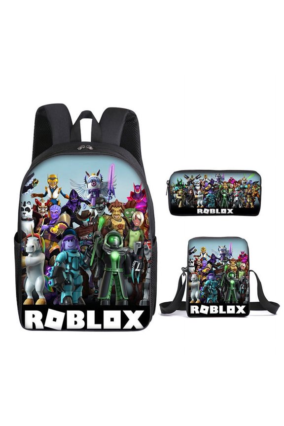 Roblox Lightweight Large-Capacity Unisex Backpack, Casual Travel Bag,Shoulder Bag,Pencil Case,3PCS