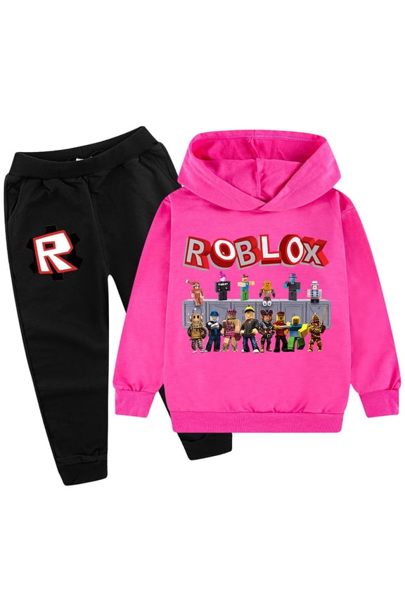 Roblox Outfit Set-Cartoon Graphic Printed Sport Hoodie Set Sweatshirt&Sweatpants 2 Piece Hooded Tracksuit Long Sleeve Pullover Outfit Sweatsuits Hoody Jogging Clothes Birthday Gift