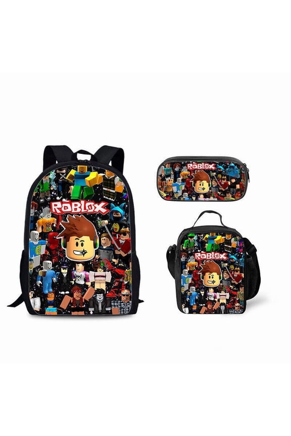 Roblox Unisex Galaxy-Print Polyester Laptop Backpack & Travel BagShoulder Bag,Pencil Case,3PCS