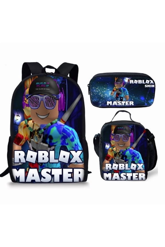 Roblox Unisex Galaxy-Print Polyester Laptop Backpack & Travel BagShoulder Bag,Pencil Case,3PCS
