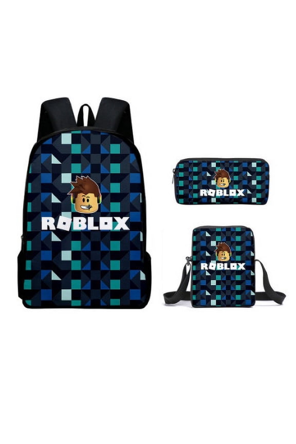 Roblox Unisex Galaxy-Print Polyester Laptop Backpack & Travel BagShoulder Bag,Pencil Case,3PCS