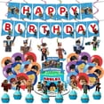 thumbnail image 1 of Roblox birthday party decoration set, equipped with Happy Birthday banners, latex balloons, Cake toppers/Supercake toppers/Hanging vortexes supplies, 1 of 6