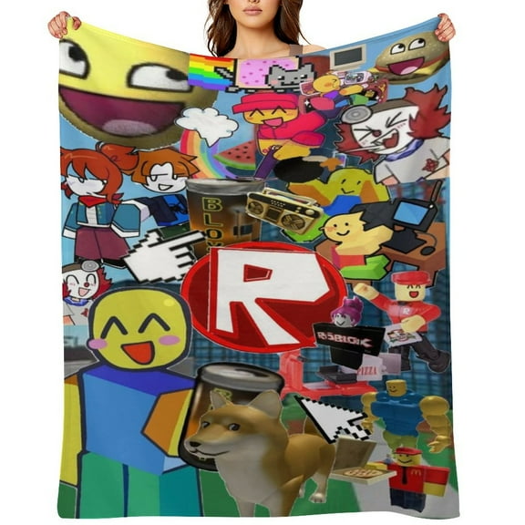 Roblox flannel blanket throw Plush Throw Blanket - Measures - Kids Super Soft Fleece Creeper Battle Bedding
