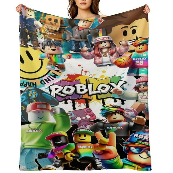 Roblox flannel blanket throw Plush Throw Blanket - Measures - Kids Super Soft Fleece Creeper Battle Bedding