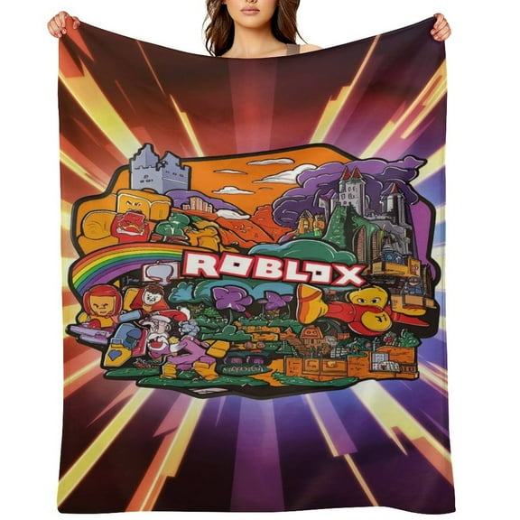 Roblox flannel blanket throw Plush Throw Blanket - Measures - Kids Super Soft Fleece Creeper Battle Bedding