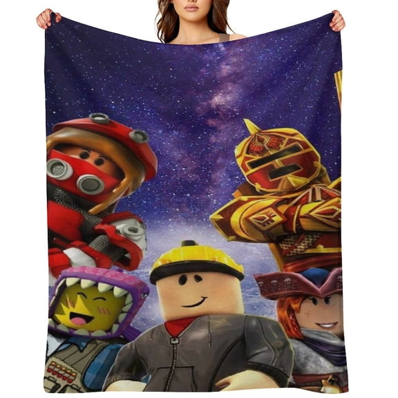 Roblox flannel blanket throw Plush Throw Blanket - Measures - Kids Super Soft Fleece Creeper Battle Bedding