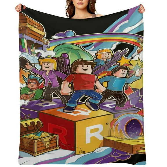 Roblox flannel blanket throw Plush Throw Blanket - Measures - Kids Super Soft Fleece Creeper Battle Bedding