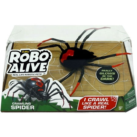 Robo Alive Crawling Spider Robotic Pet Figure, Glow-in-the-Dark Electronic Toy with Realistic Movement, Battery-Operated Interactive Spider for Kids