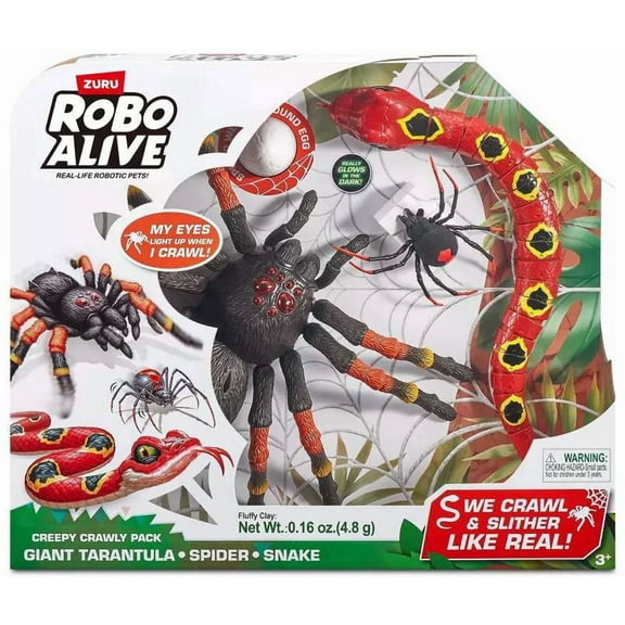 Robo Alive Creepy Crawly pack Robotic Pet Figure [Giant Tarantula, Spider & Snake]