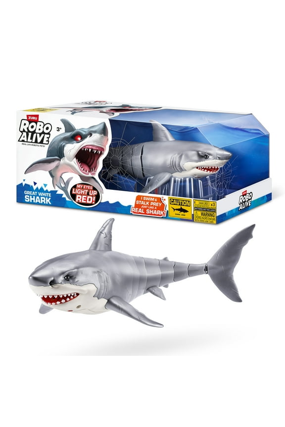 Great White Shark Series 1 Electronic Robot Light Up Bath Toy, Water Activated by ZURU