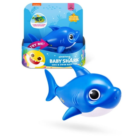 Robo Alive Junior Baby Shark Battery-Powered Sing and Swim Bath Child Toy by ZURU (Daddy Shark)