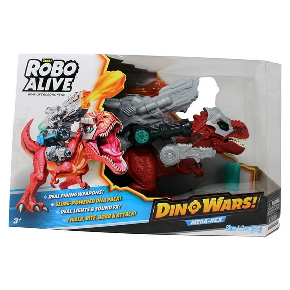 Robo Alive Realistic Movements Age 3+ Dino Wars Mega-Rex Green, 1.2 oz