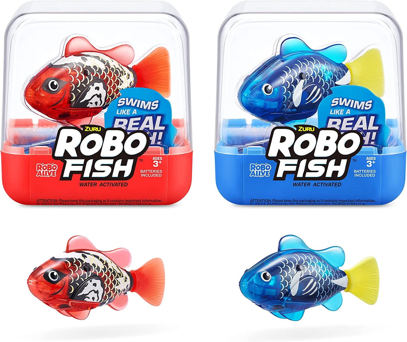 Robo Alive Robo Fish Blue & Red Set of 2 Robotic Pet Figures