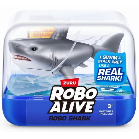 Robo Alive Robo Shark LIGHT GREY Robotic Pet Figure (Water Activated, Swimming Shark)