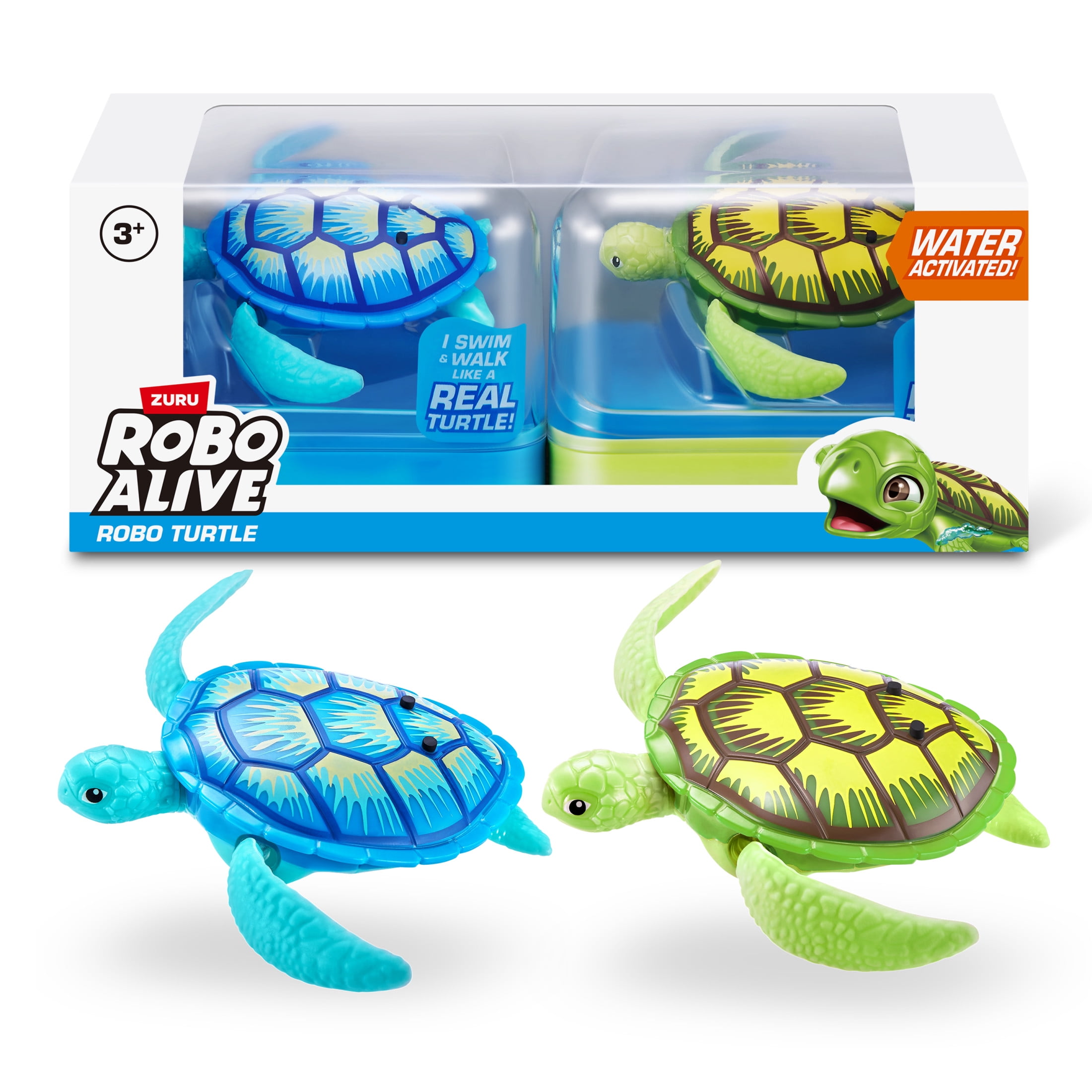 Robo Alive Turtles Electronic Robot Toy (2 Pack), Water Activated Toy for Child by ZURU