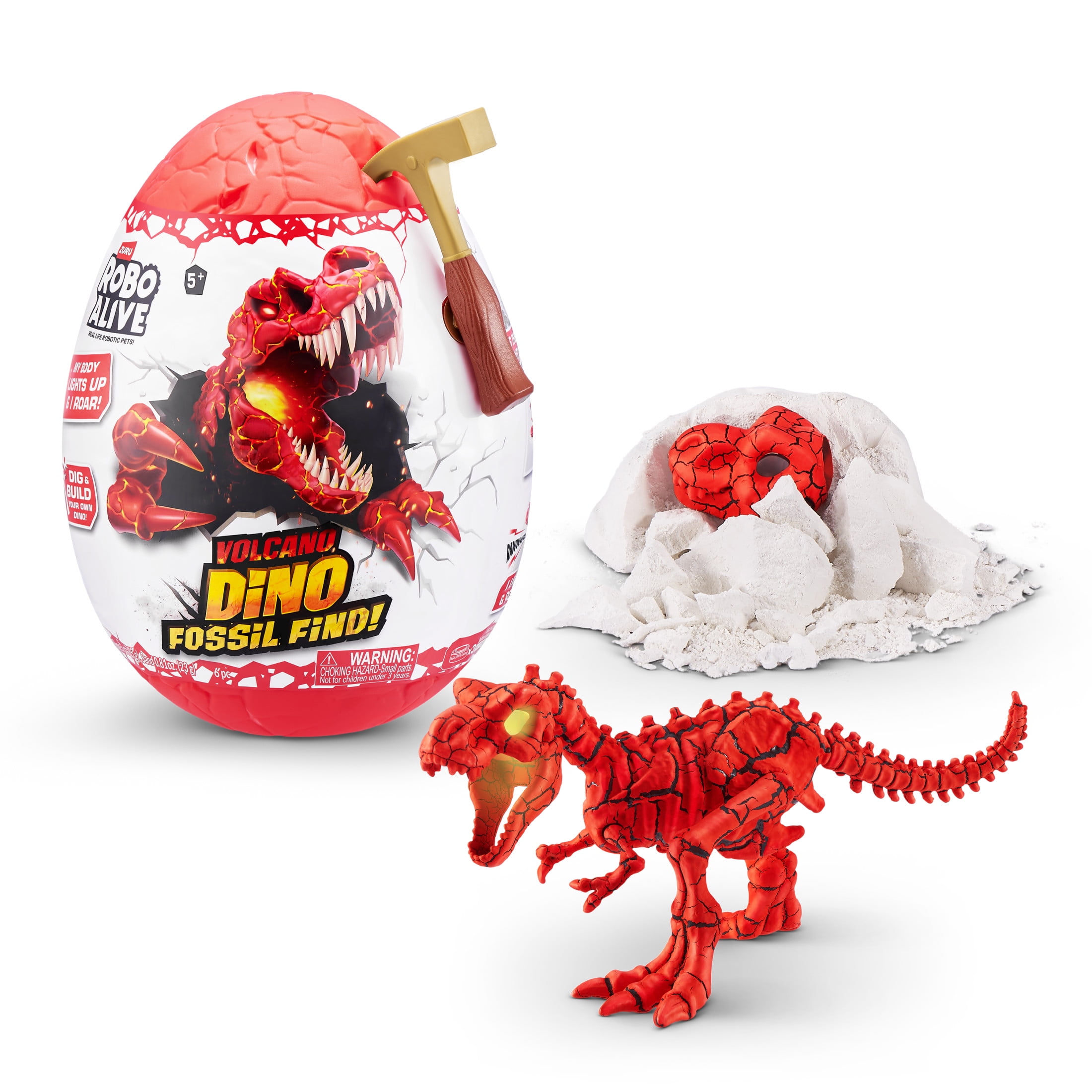Robo Alive Volcano Dino Fossil Find Electronic Robot Toy, Light up Interactive Toy by ZURU
