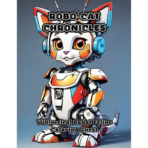 Robo-Cat Chronicles: Whimsical Robot Feline Coloring Quest, (Paperback)