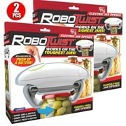 Robo Twist Electric Automatic Jar Opener for Seniors Arthritis One Touch for Jars of all Sizes As Seen on TV White, 2 Pack