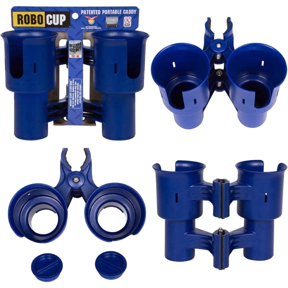 RoboCup Navy Trio Bundle Includes Navy RoboCup Drink Holder, Navy RoboCup Plus for Large Tumblers & Navy Holster Storage Organizer