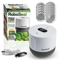 RoboSeal Rechargeable Mason Jar Vacuum Sealer Kit with 10 Lids - 1 Touch Operation, Food Preserver with Auto Stop