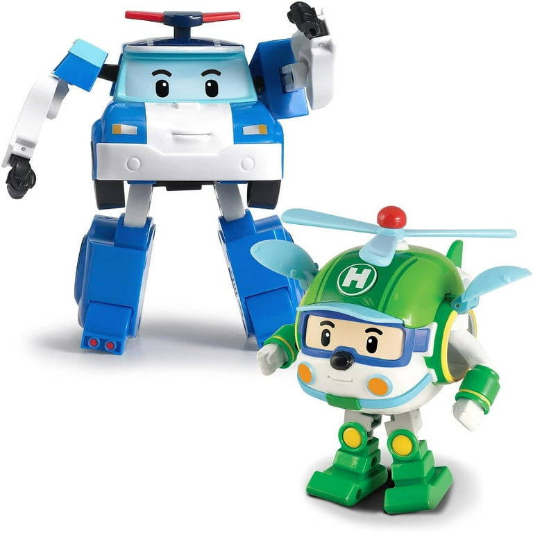 Robocar POLI Toys, [2 PACK] POLI & HELLY Transforming Robot Toys, 4 Action  Figure Vehicles for Ages 3 and up