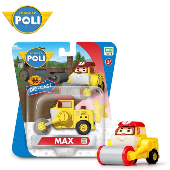 Robocar Poli MAX Die-Cast Toy – Cement Mixer Truck, Plastic Robot Transformers, Role Play Construction Vehicle for Kids 1+