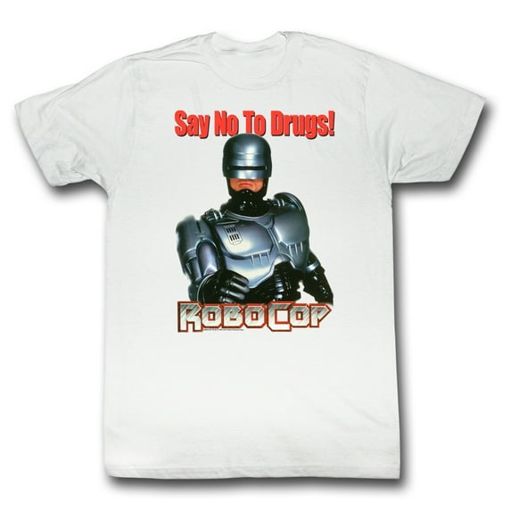 Robocop 1980's Action Crime Cop Movie Say No to Drugs Adult T-Shirt White