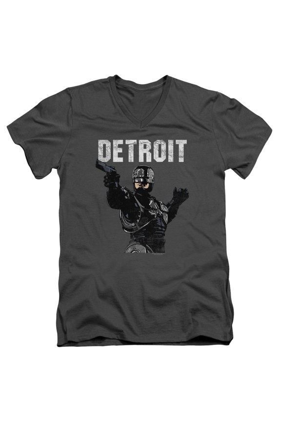 Robocop Detroit Adult V-Neck T-Shirt 30/1 T-Shirt Charcoal