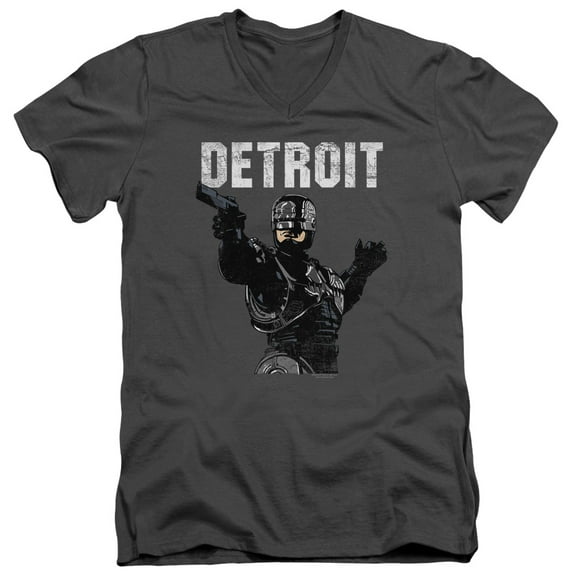 Robocop Detroit Adult V-Neck T-Shirt 30/1 T-Shirt Charcoal