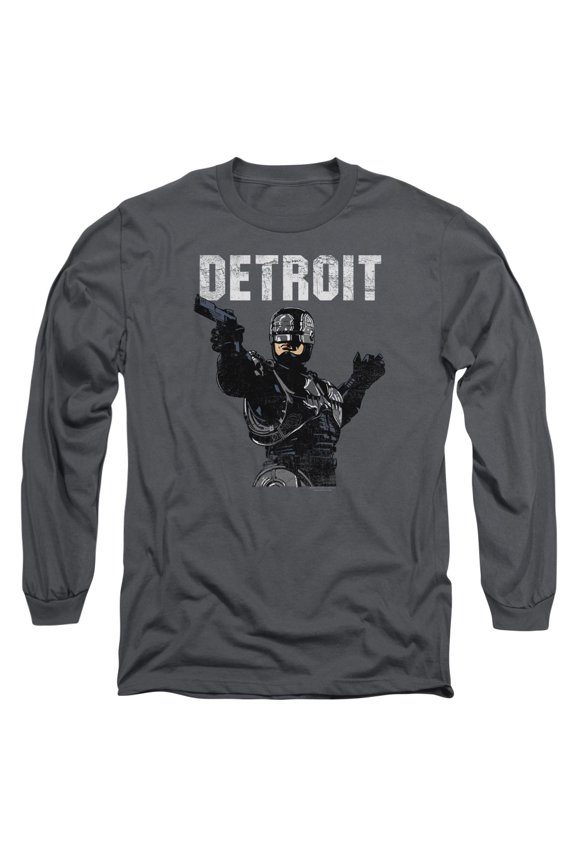 Robocop Detroit Long Sleeve Adult 18/1 T-Shirt Charcoal