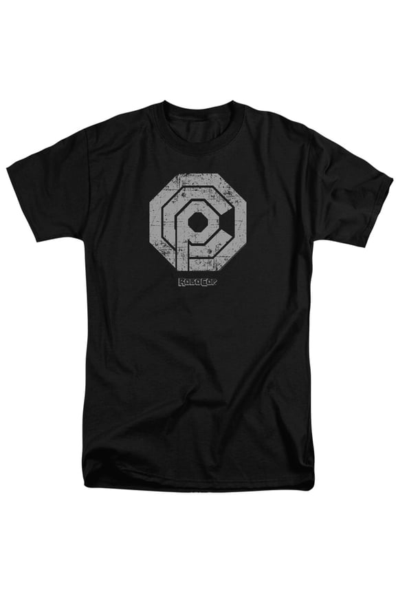 Robocop Distressed Ocp Logo Adult Tall T-Shirt Black