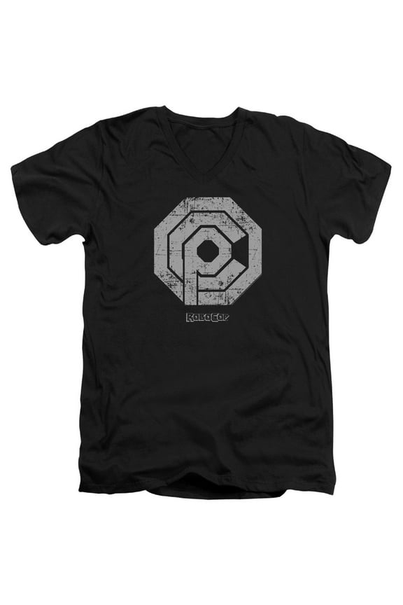 Robocop Distressed Ocp Logo Adult V-Neck T-Shirt Black