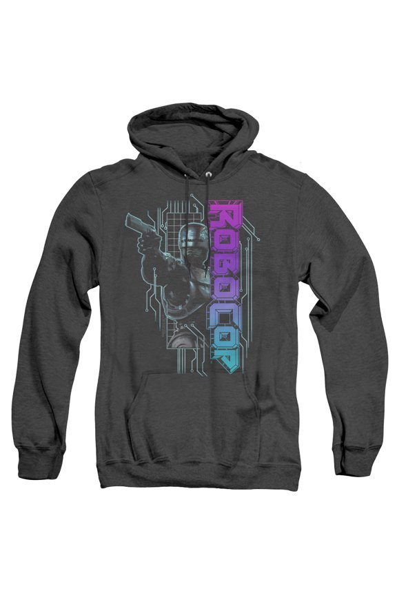 Robocop Robo Neon Adult Heather Hoodie Sweatshirt Black