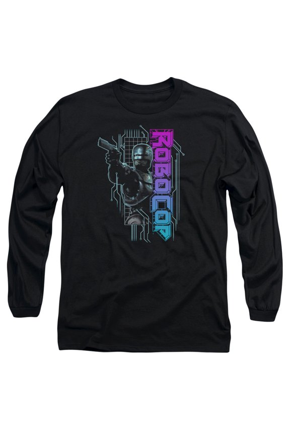 Robocop Robo Neon Long Sleeve Adult 18/1 T-Shirt Black