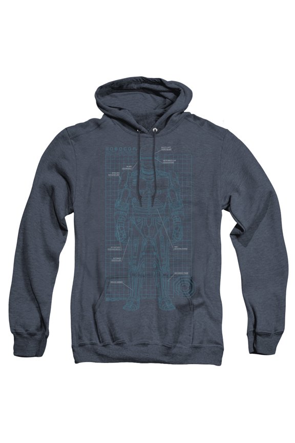 Robocop Schematic Adult Heather Hoodie Sweatshirt Navy