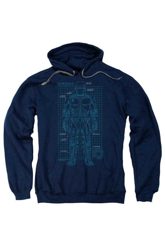 Robocop Schematic Adult Pullover Hoodie Sweatshirt Navy