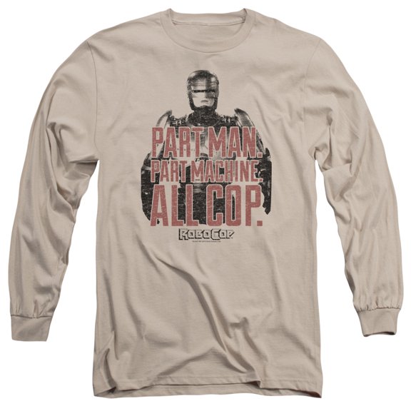 Robocop Vintage Tagline Long Sleeve Adult 18/1 T-Shirt Sand