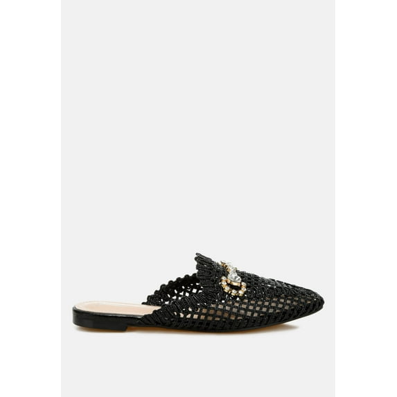 Roboma Metallic Woven Diamante Mules