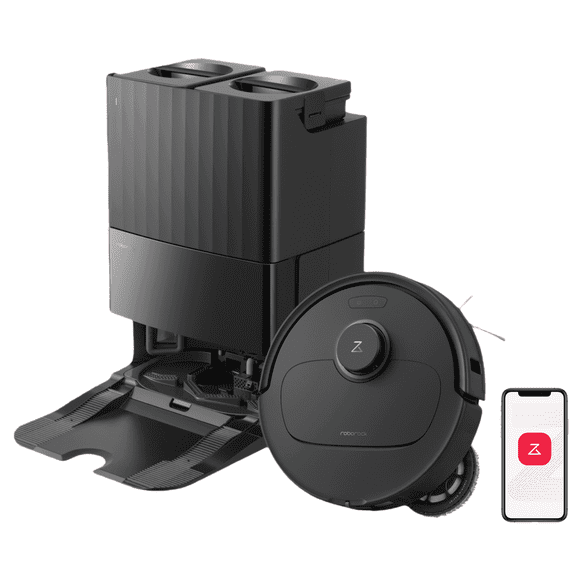 Roborock Qrevo S5V Robot Vacuum and Mop, 12000Pa Suction, FlexiArm Edge Mopping, Auto Mop Washing&Drying, Self-Emptying, Dual Zero-Tangle System, Smart Obstacle Avoidance, 10mm Mop Lifting