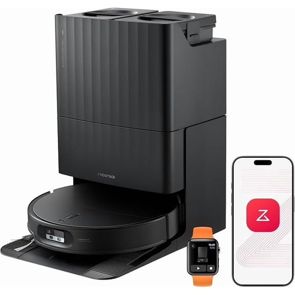 Roborock Qrevo Series Edge 2 Robot Vacuum and Mop, 25,000Pa, 3.14'' Ultra-Slim, Zero-Tangle, AI Object Recognition, 176℉ Hot Water Mop Washing & Auto-Drying, Carpet & Pet Hair, FlexiArm Edge Cleaning