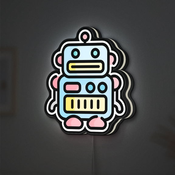 Robot 3D Novelty Light Box for STEM Rooms, Tech Decor, Ideal for Robotics Enthusiasts (Width 24 inch, 60cm)